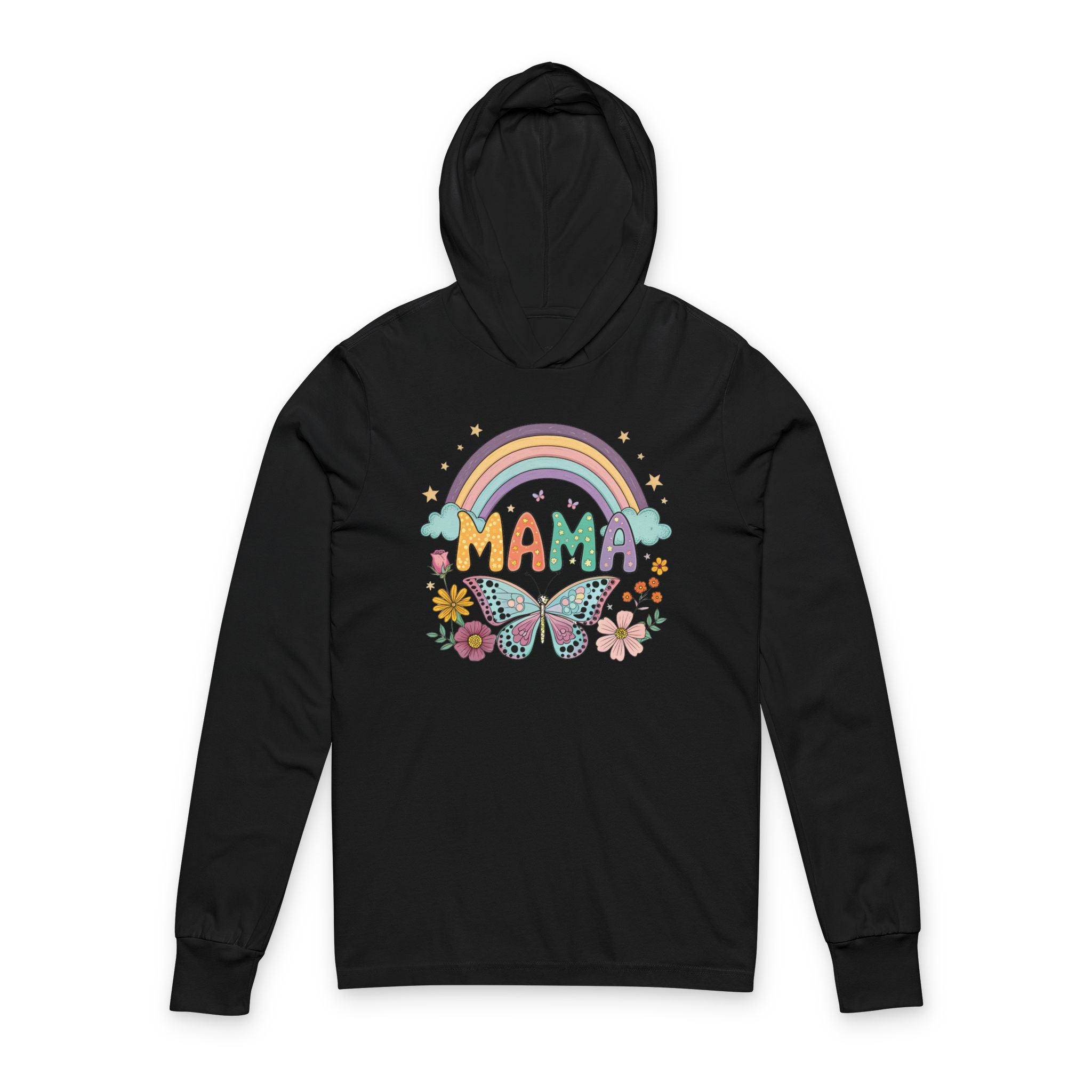 MAMA Rainbows and Butterflies - Long Sleeve Hoodie Tee