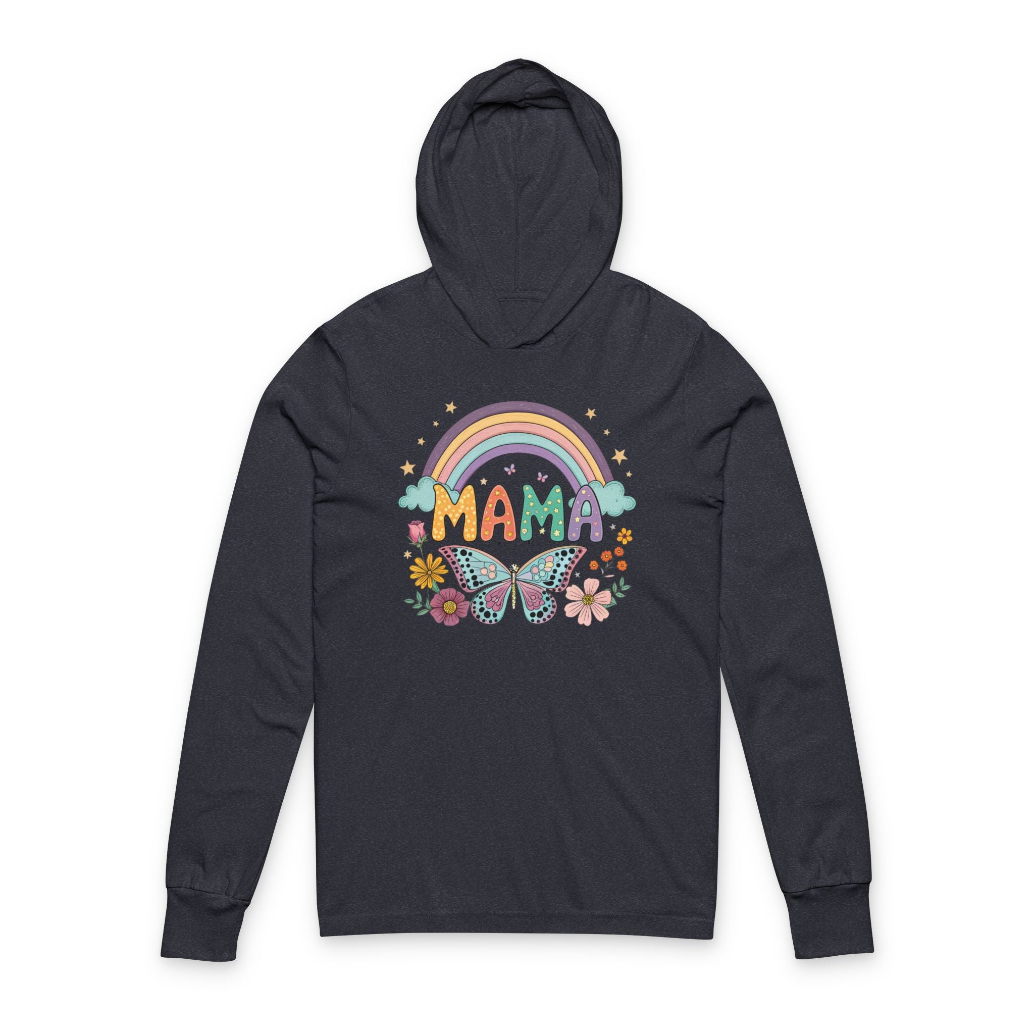 MAMA Rainbows and Butterflies - Long Sleeve Hoodie Tee