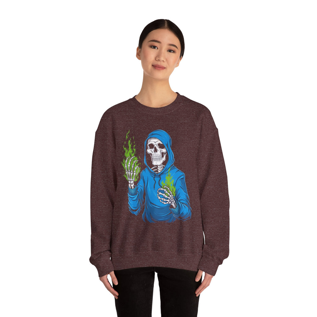 Green Flame Hoodie - Crewneck Sweatshirt
