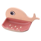 Whale Shape Free Punch Soap Rack Bathroom Drain Soap Box Toilet Soap Rack Wall-Mounted Rack