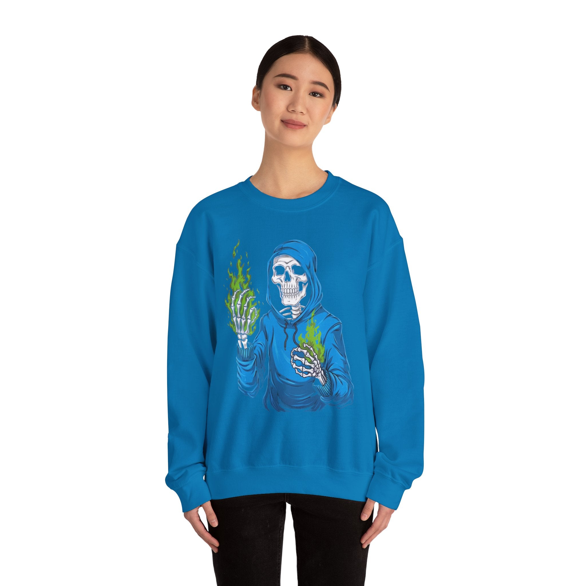 Green Flame Hoodie - Crewneck Sweatshirt
