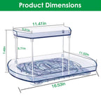 2-Tier Turntable Organizer Rectangular Refrigerator Spinner Storage Rack with 360° Rotatable Slide Rail