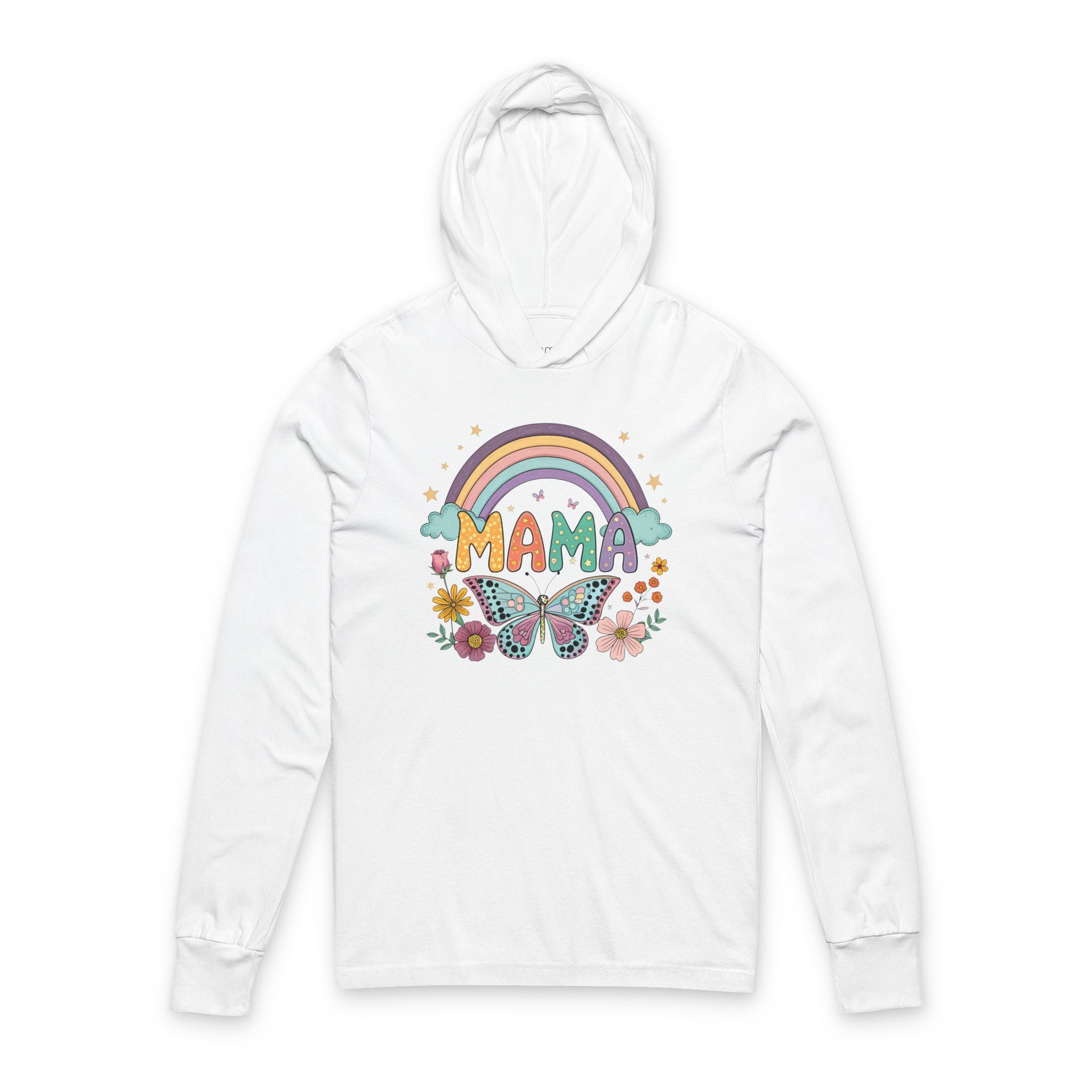 MAMA Rainbows and Butterflies - Long Sleeve Hoodie Tee