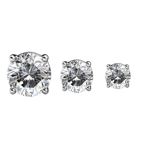 3-Pairs: Elements of Love Crystal Stud Earrings