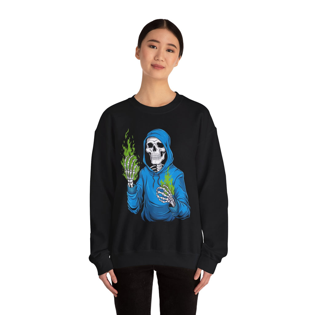 Green Flame Hoodie - Crewneck Sweatshirt