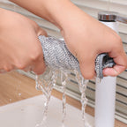 Steel Wire Dishcloth for Home Use, Non-Greasy Steel Wool Scrubbing Cloth, Kitchen Cleaning Cloth, Easy to Clean Silver Wire Rag