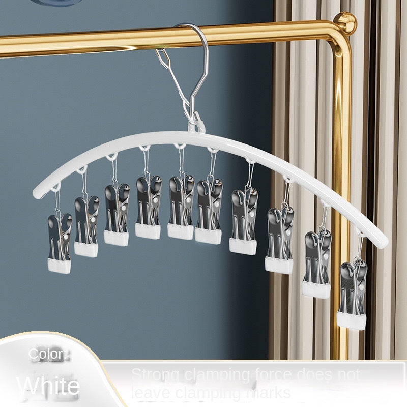 Clothes Hanger with Multiple Clips for Home Use Retractable Travel Space-Saving Indoor Bra and Panty Drying Rack Circular Design for Balcony