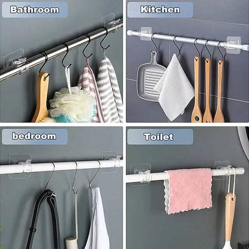 4-Piece: No Drill Curtain Rod Hook Holder