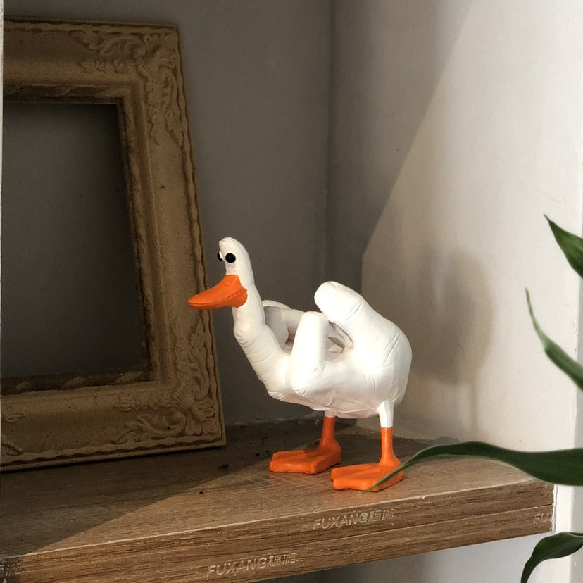 Middle Finger Duck Desk Statue