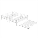 Heavy-duty Sturdy Meta Twin over Twin with Trundle Bunk Bed/l/ Noise Reduced/ Safety Guardrail/No Box Spring Needed,White