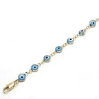 8" Gold Filled Evil Eye Light Blue Bracelet