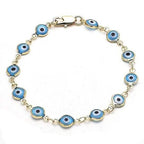 8" Gold Filled Evil Eye Light Blue Bracelet