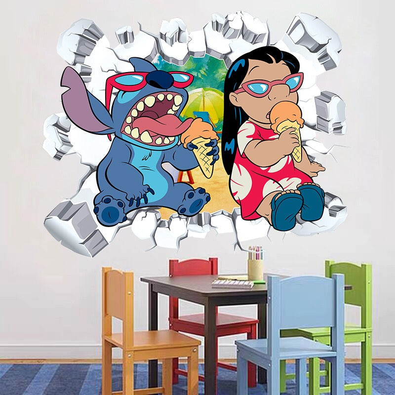 StarCraft Baby Stitch Wall Sticker Self Adhesive Picture Back Adhesive Cartoon Sticker Bedroom Dormitory Bedhead Wall Wallpaper