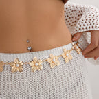 Ocean vacation style starfish waist chain body sexy beach imitation pearl flower body chain