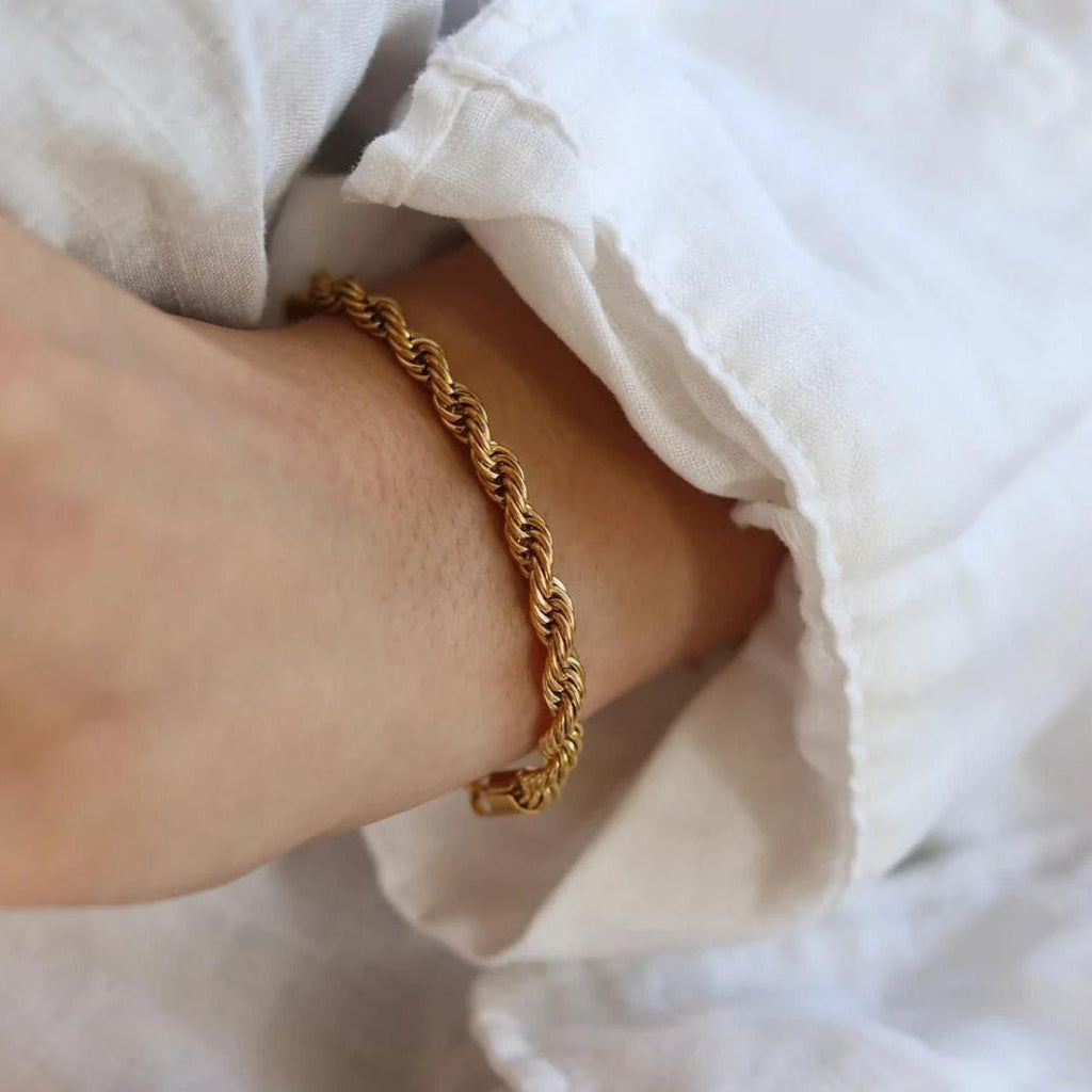 Hip hop gold Fried Dough Twists chain thick bracelet small jewelry chain