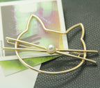 Fashion Hollow Cute Cat Hair Pin Imitation Pearl Hairpin Hair Side Clip Hair Accessories Hair Barrette For Women Girl Gifts