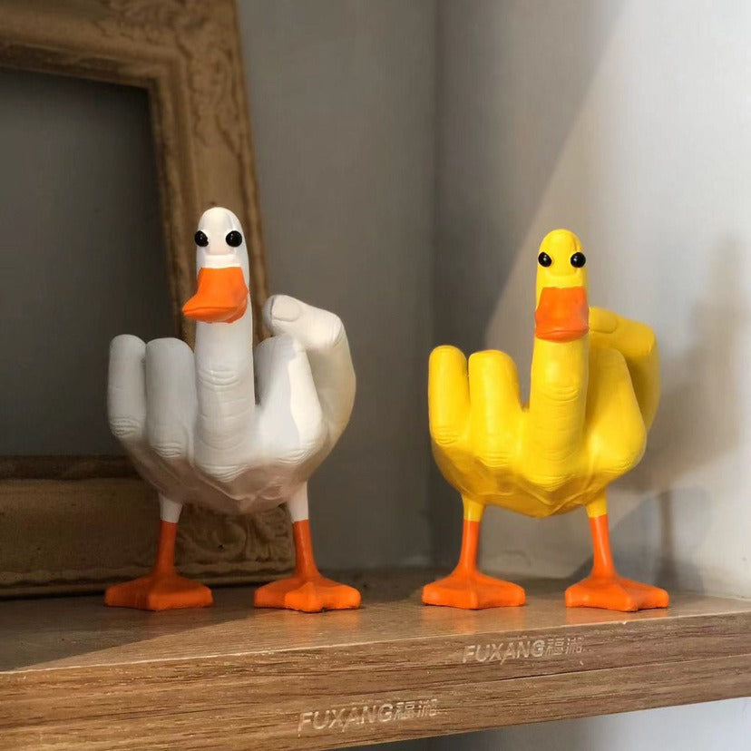 Middle Finger Duck Desk Statue