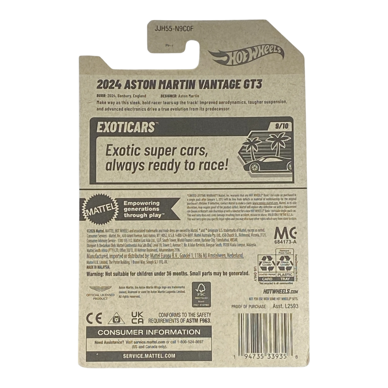 Hot Wheels 2024 Aston Martin Vantage GT3 - Exoticars Series 9/10