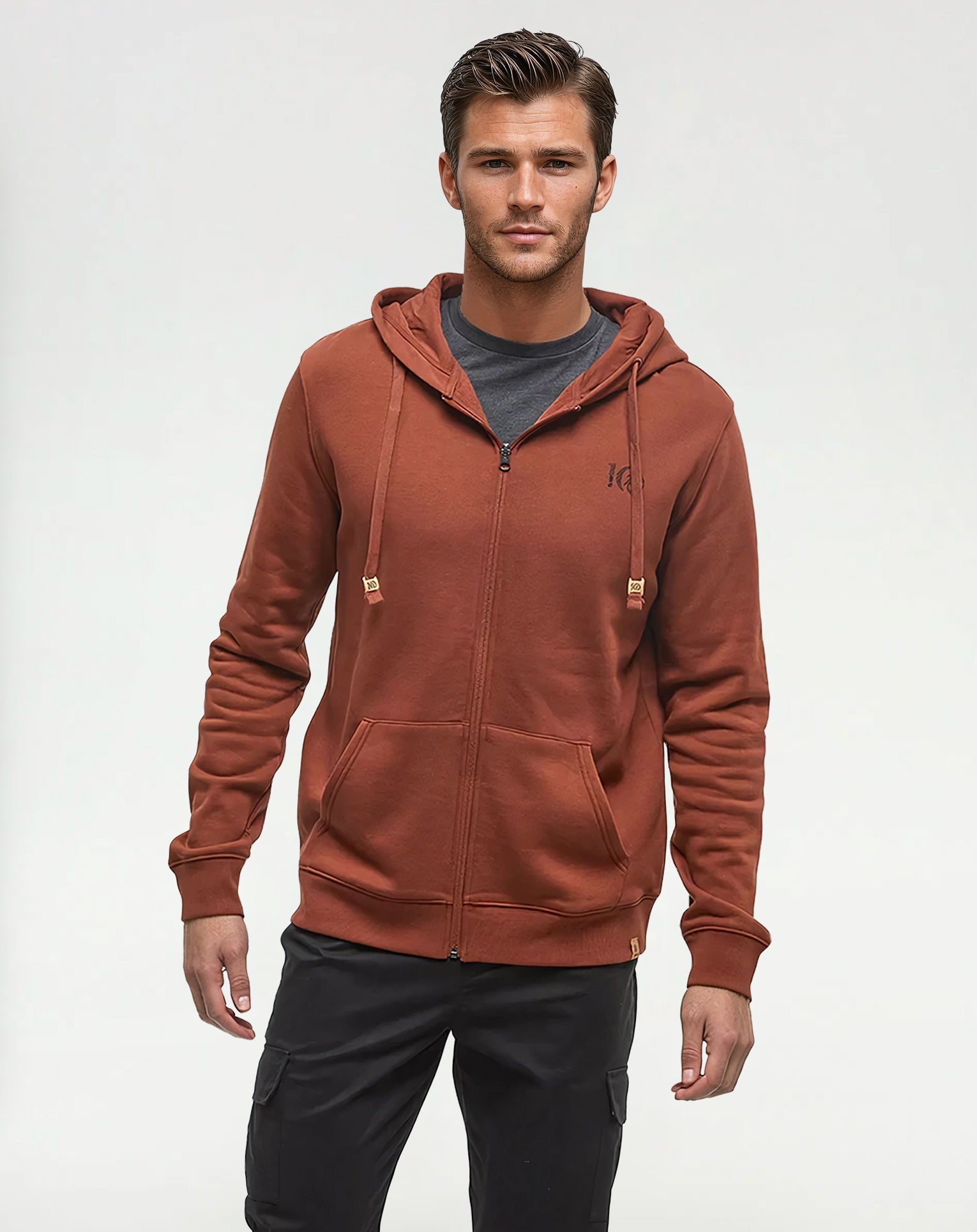 Woodblock Ten Zip Hoodie