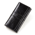 Anti-Theft Brushed Genuine Leather Ladies Wallet Top Layer Cowhide Long Women's Bag Multi-Card Card Holder Mobile Phone Bag Clutch Bag