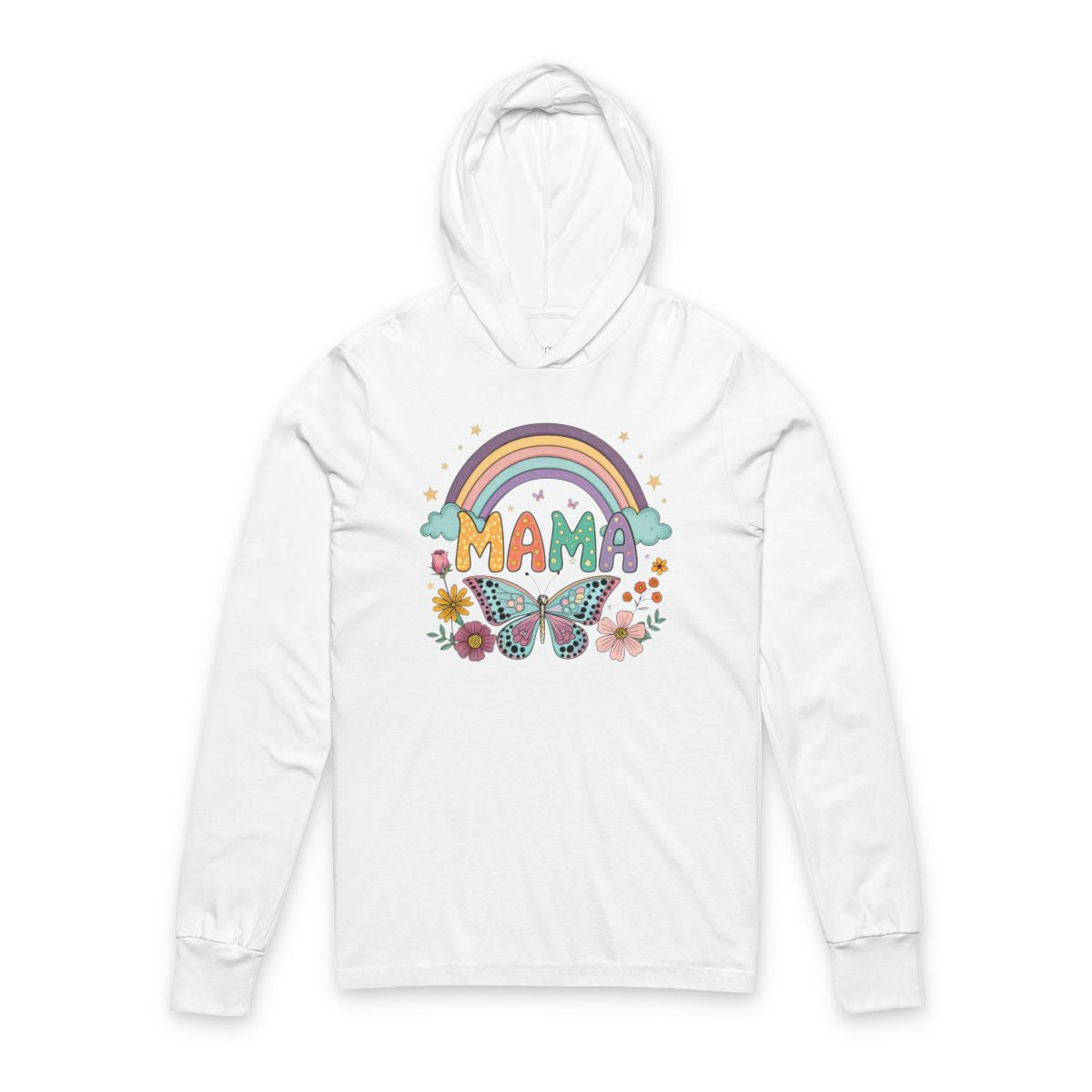 MAMA Rainbows and Butterflies - Long Sleeve Hoodie Tee