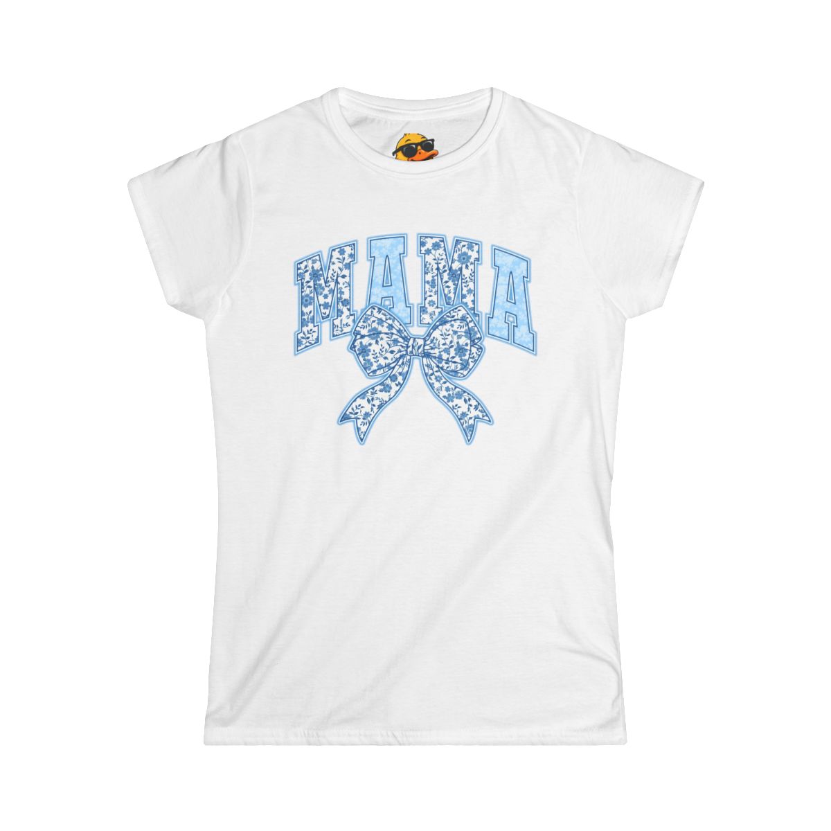 Mama With Blue Floral Pattern - Women's Tee