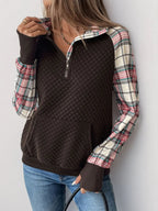 Retro patchwork retro texture pullover hoodie